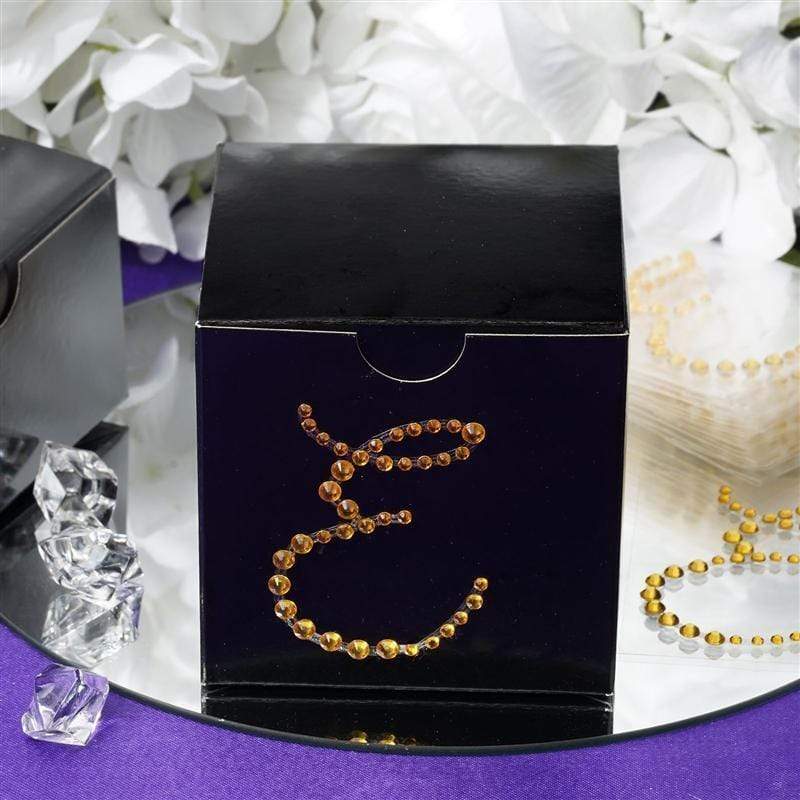 12 pcs Letter Rhinestones Gem Stickers - Gold