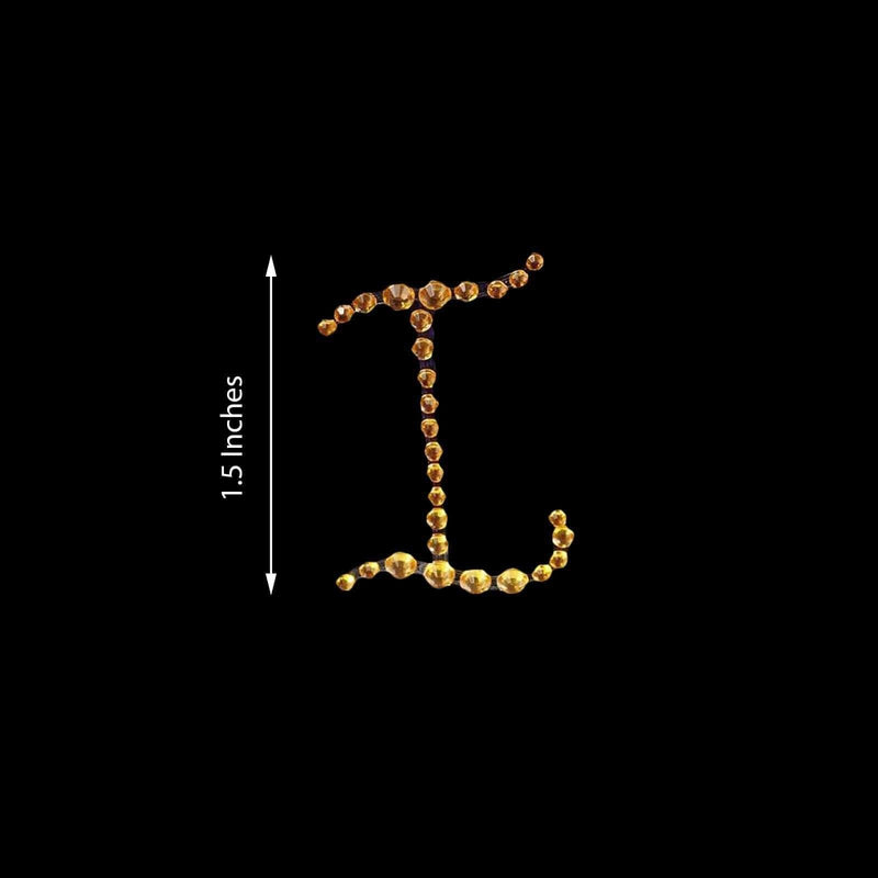 12 pcs Letter Rhinestones Gem Stickers - Gold