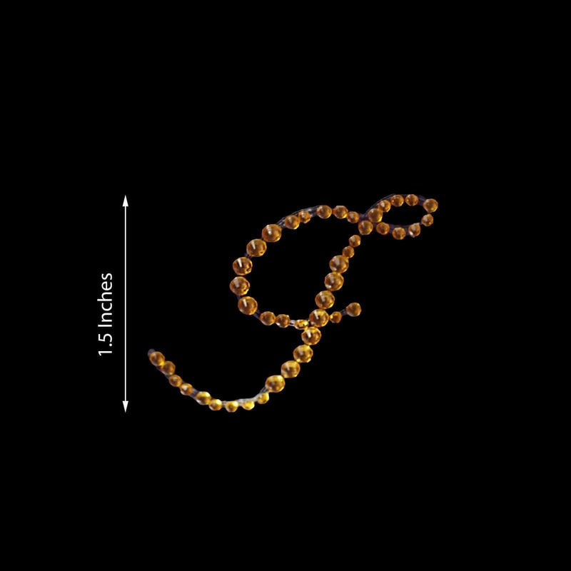 12 pcs Letter Rhinestones Gem Stickers - Gold