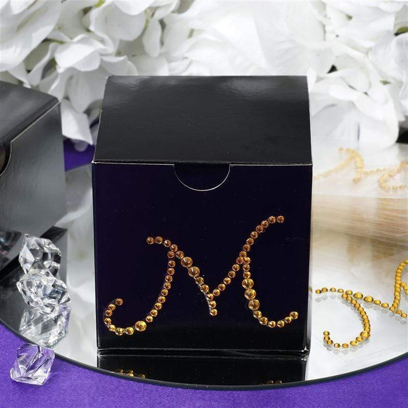 12 pcs Letter Rhinestones Gem Stickers - Gold