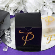 12 pcs Letter Rhinestones Gem Stickers - Gold