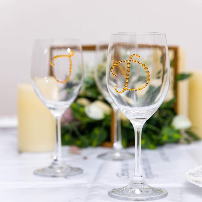 12 pcs Letter Rhinestones Gem Stickers - Gold