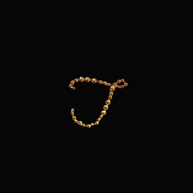 12 pcs Letter Rhinestones Gem Stickers - Gold