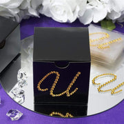 12 pcs Letter Rhinestones Gem Stickers - Gold