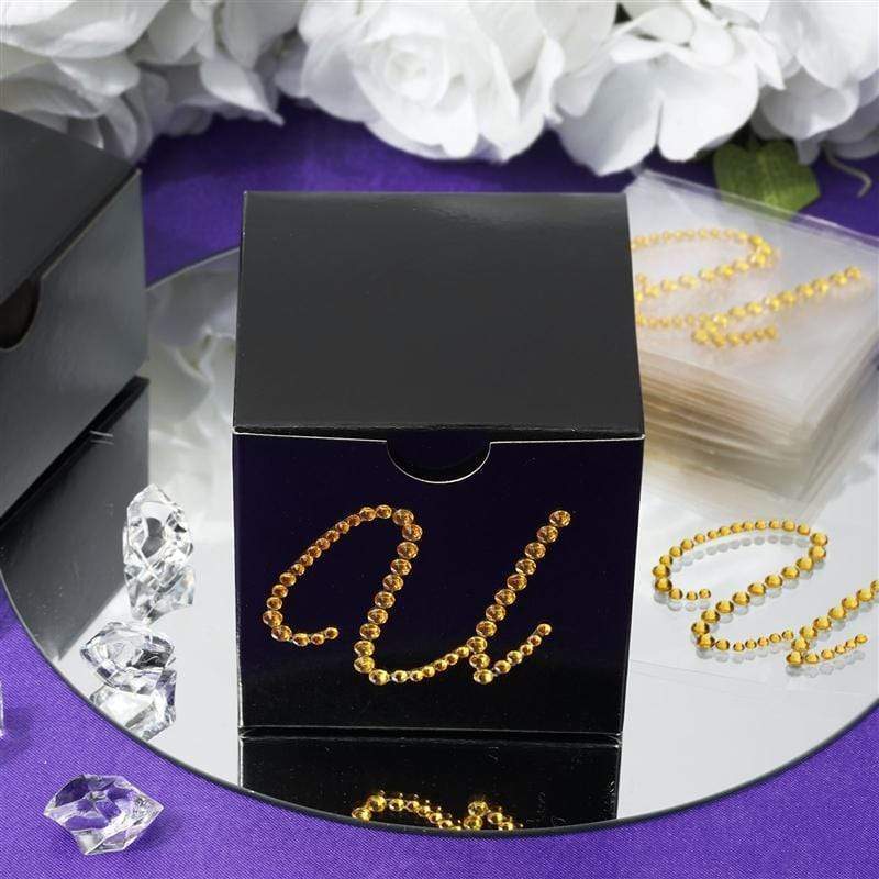 12 pcs Letter Rhinestones Gem Stickers - Gold
