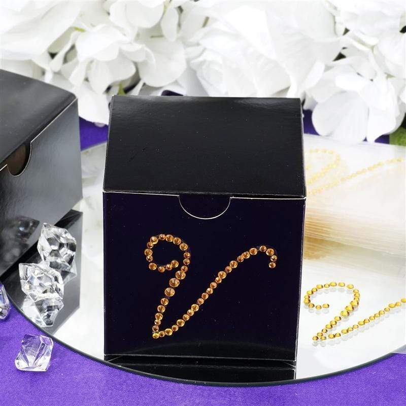 12 pcs Letter Rhinestones Gem Stickers - Gold