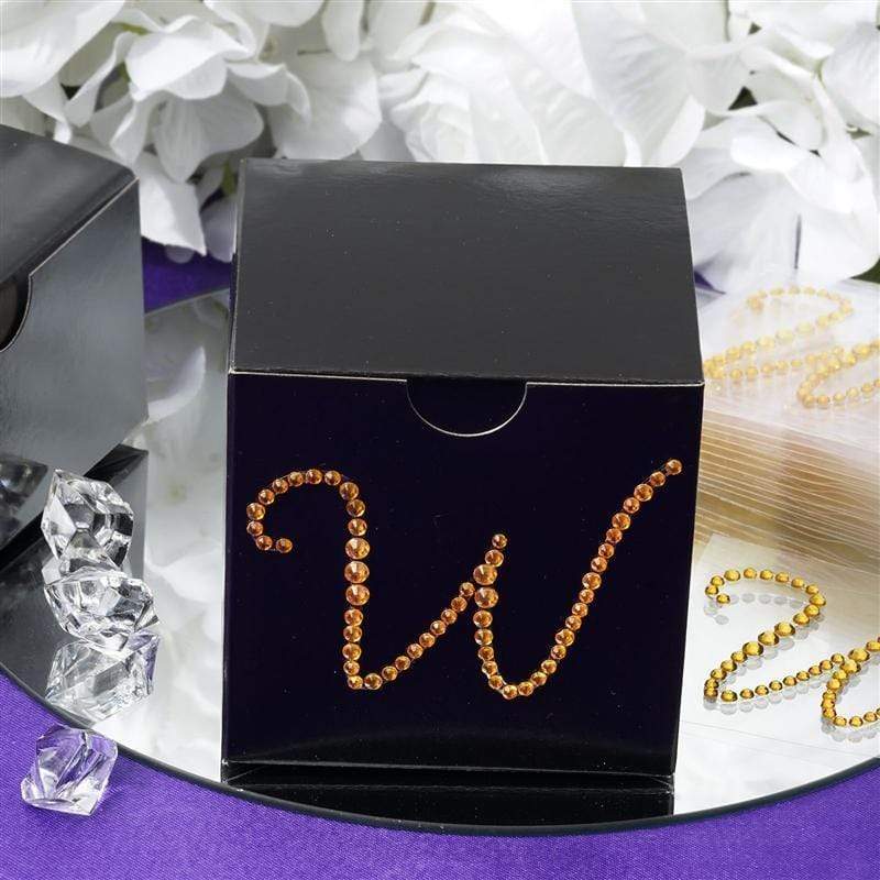 12 pcs Letter Rhinestones Gem Stickers - Gold