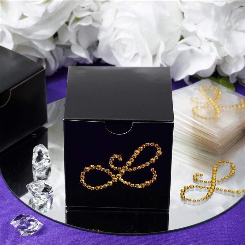 12 pcs Letter Rhinestones Gem Stickers - Gold