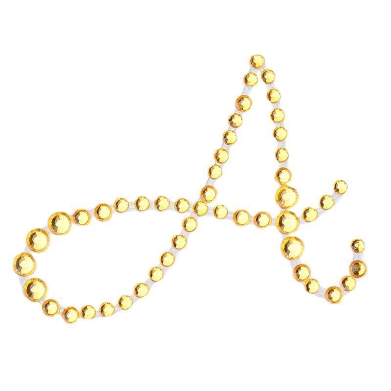 12 pcs Letter Rhinestones Gem Stickers - Gold DIA_RSTLRT03_A