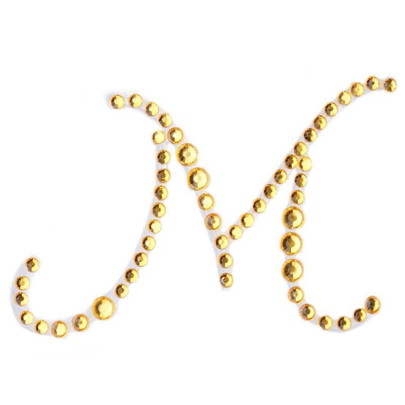 12 pcs Letter Rhinestones Gem Stickers - Gold DIA_RSTLRT03_M