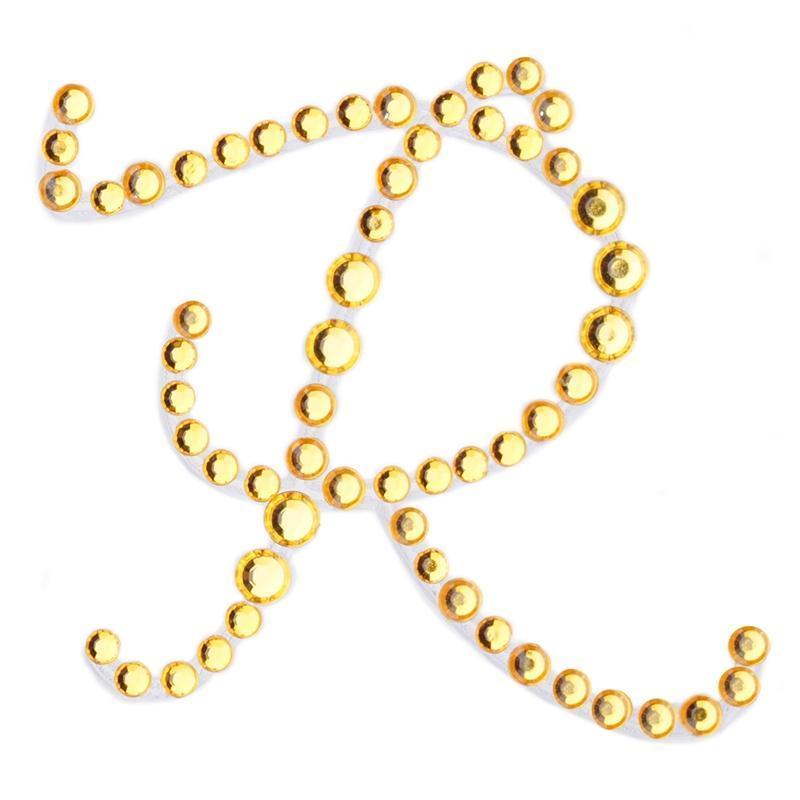 12 pcs Letter Rhinestones Gem Stickers - Gold DIA_RSTLRT03_R