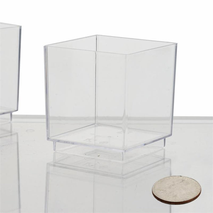 12 pcs Plastic Single Serve Dessert Favor Cubes Cups - Clear - Disposable Tableware PLST_CU0051_CLR