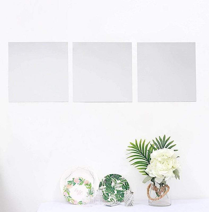 12 pcs Removable Acrylic Stickers Mirror Wall Decals - Silver