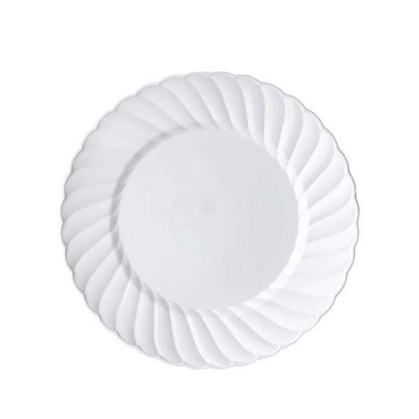 12 pcs Round Dessert Plates with Flaired Trim Disposable Tableware