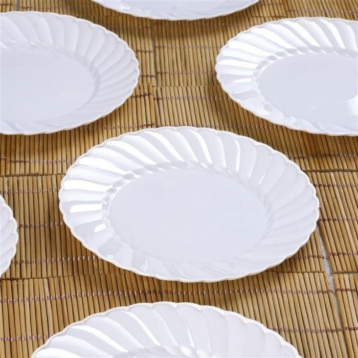 12 pcs Round Dessert Plates with Flaired Trim Disposable Tableware PLST_PLATE14_WHT