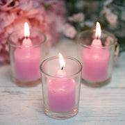 12 pcs Round Votive Tealight Candles with Clear Glass Holders