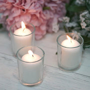 12 pcs Round Votive Tealight Candles with Clear Glass Holders