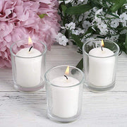 12 pcs Round Votive Tealight Candles with Clear Glass Holders