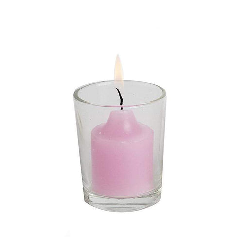 12 pcs Round Votive Tealight Candles with Clear Glass Holders CAND_CLR_LAV