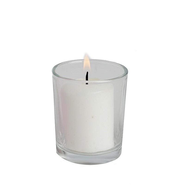 12 pcs Round Votive Tealight Candles with Clear Glass Holders CAND_CLR_WHT