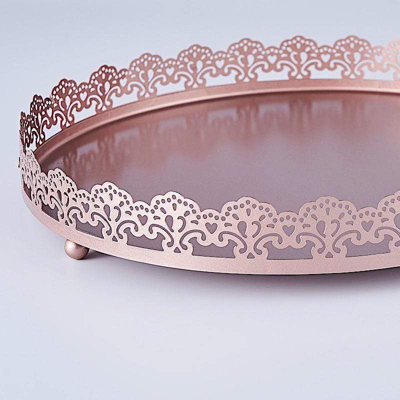12" Plastic Round Serving Trays with Embossed Rim