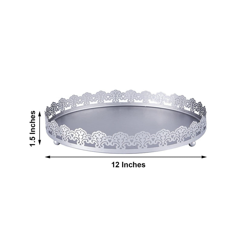 12" Plastic Round Serving Trays with Embossed Rim