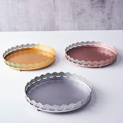12" Plastic Round Serving Trays with Embossed Rim