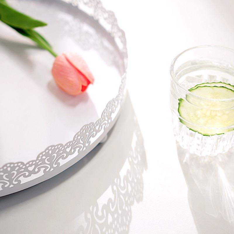 12" Plastic Round Serving Trays with Embossed Rim