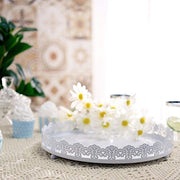 12" Plastic Round Serving Trays with Embossed Rim