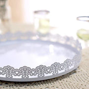 12" Plastic Round Serving Trays with Embossed Rim