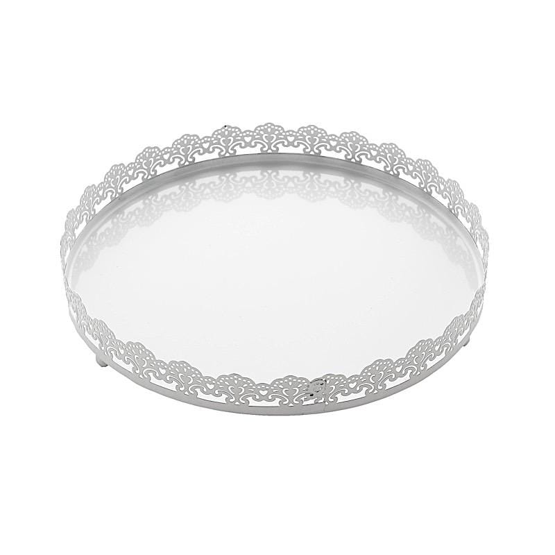 12" Plastic Round Serving Trays with Embossed Rim