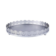 12" Plastic Round Serving Trays with Embossed Rim CHRG_TRAY009_12_SILV