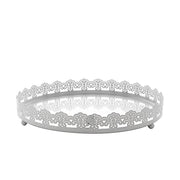 12" Plastic Round Serving Trays with Embossed Rim CHRG_TRAY009_12_WHT