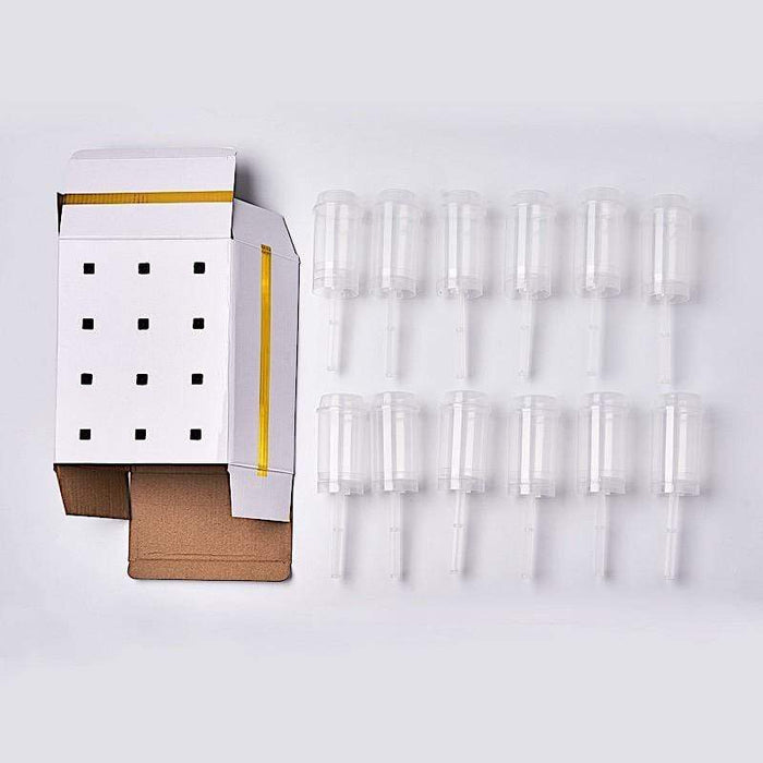 12 Push Up Cake Pop Shooters with Display Box Stand - Clear and White CAKE_CARB006_WHT