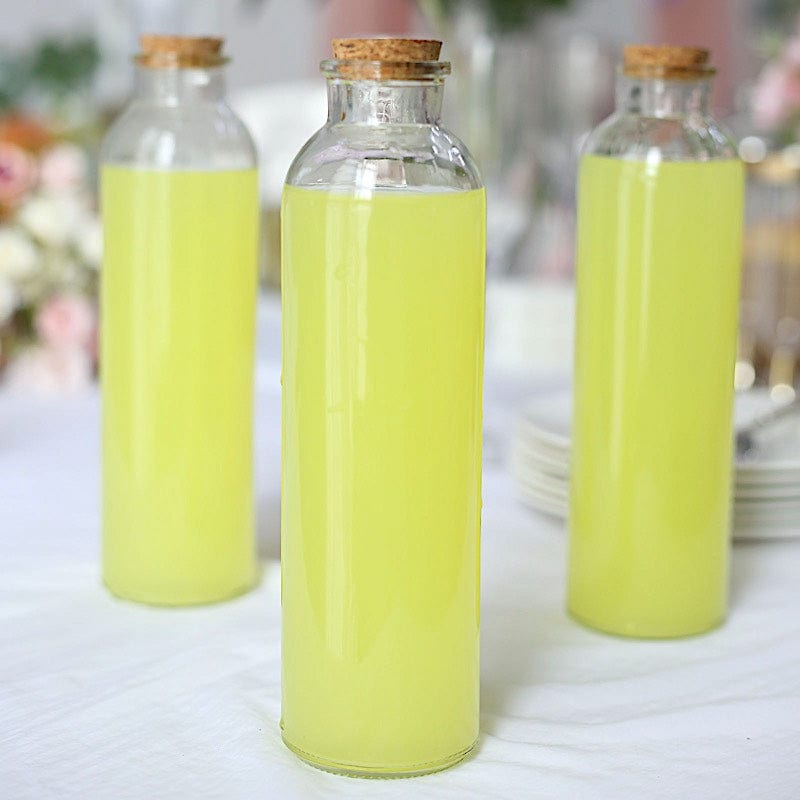 12 Round 16 oz Refillable Glass Bottles Storage Jars with Cork Stopper - Clear GLAS_JAR20_16_CLR