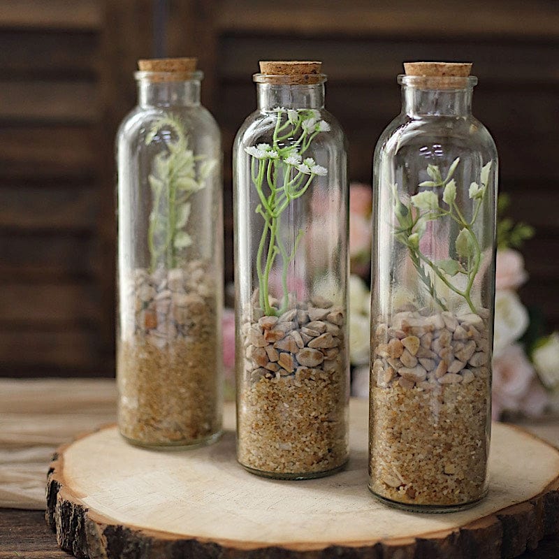 12 Round 16 oz Refillable Glass Bottles Storage Jars with Cork Stopper - Clear GLAS_JAR20_16_CLR