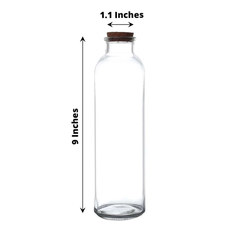 12 Round 16 oz Refillable Glass Bottles Storage Jars with Cork Stopper - Clear GLAS_JAR20_16_CLR