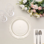 12 Round Clear Glittered Plastic Salad Dinner Plates - Disposable Tableware