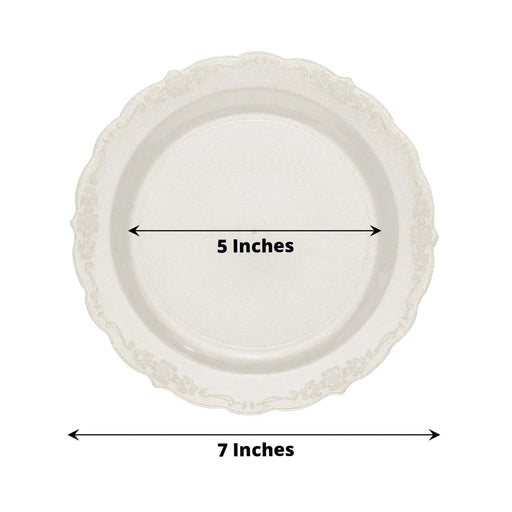 12 Round Clear Glittered Plastic Salad Dinner Plates - Disposable Tableware