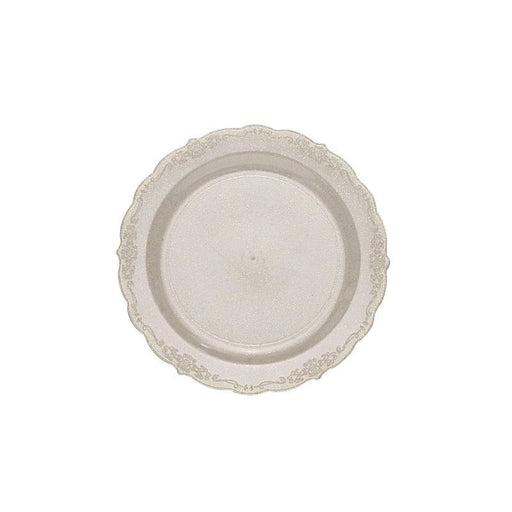 12 Round Clear Glittered Plastic Salad Dinner Plates - Disposable Tableware DSP_PLR0008_7_CLGD