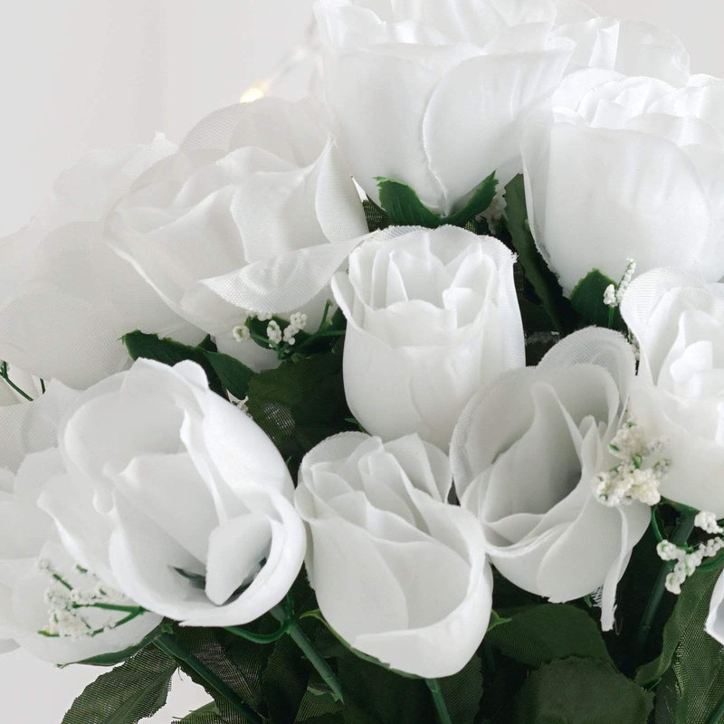 12 Silk Rose Buds Bushes Flowers Wedding Arrangements