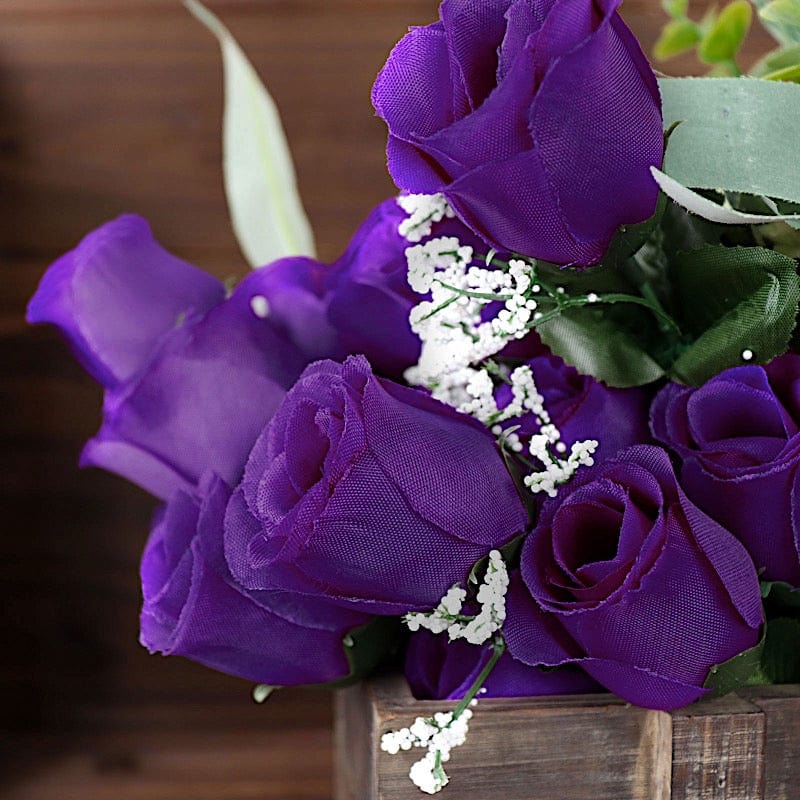 12 Silk Rose Buds Bushes Flowers Wedding Arrangements