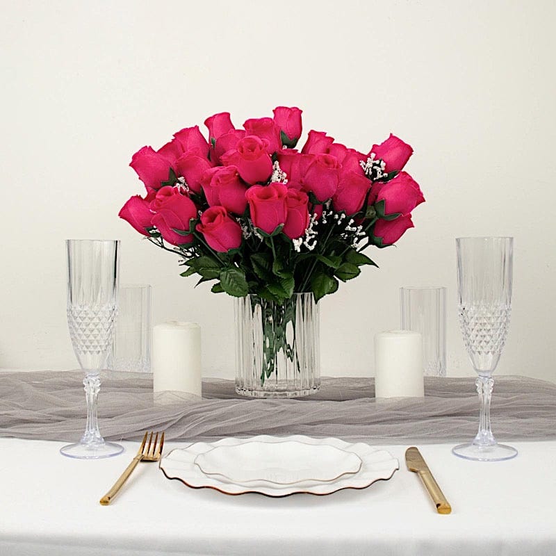 12 Silk Rose Buds Bushes Flowers Wedding Arrangements