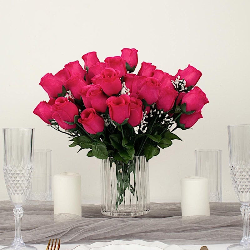 12 Silk Rose Buds Bushes Flowers Wedding Arrangements