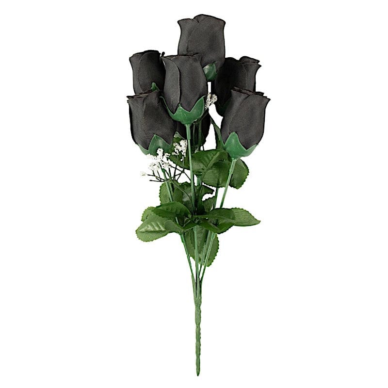 12 Silk Rose Buds Bushes Flowers Wedding Arrangements ARTI_84_BLK