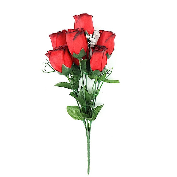 12 Silk Rose Buds Bushes Flowers Wedding Arrangements ARTI_84_BLKRED