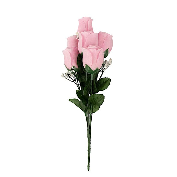 12 Silk Rose Buds Bushes Flowers Wedding Arrangements ARTI_84_PINK