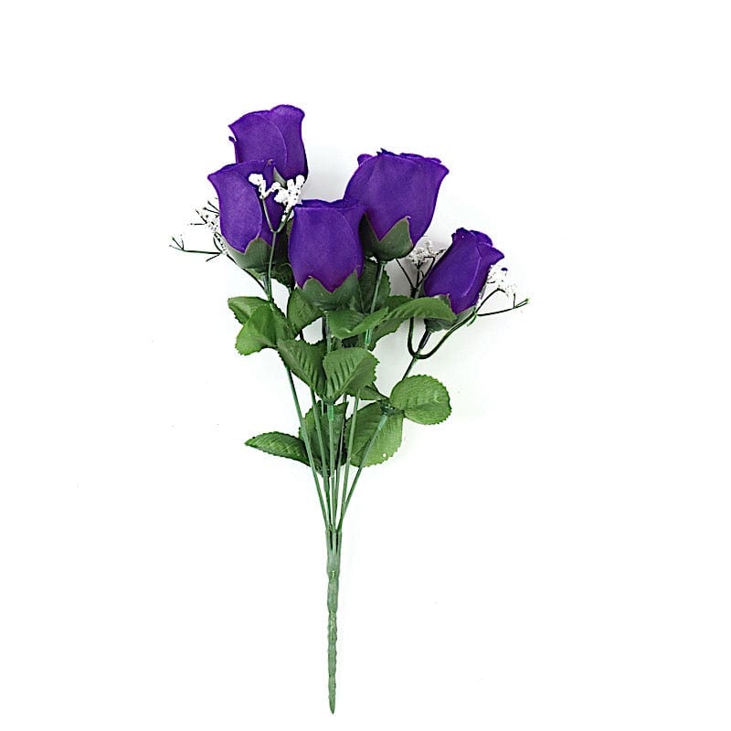 12 Silk Rose Buds Bushes Flowers Wedding Arrangements ARTI_84_PURP