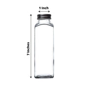 12 Square 12 oz Refillable Glass Bottles Storage Jars with Aluminum Caps - Clear GLAS_JAR21_12_CLR