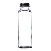 12 Square 12 oz Refillable Glass Bottles Storage Jars with Aluminum Caps - Clear GLAS_JAR21_12_CLR